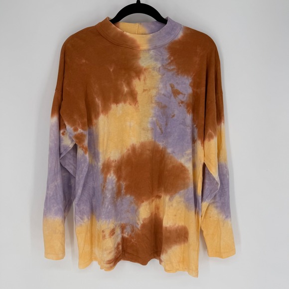 Free People Tops - FREE PEOPLE WE THE FREE BE FRIE TIE DYE TEE XS LILAC WOODS OVERSIZED BOHO HIPPIE